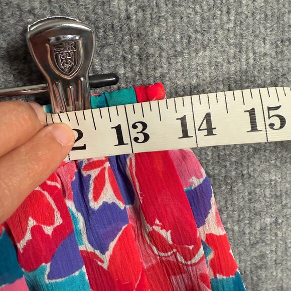 Vintage Leslie Fay Sz 10 Pleated A Line Midi Swing Skirt Red Floral Full Length - Picture 7 of 8